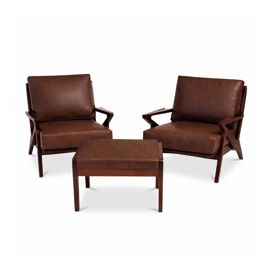 Cognac Lounge Chair Pair